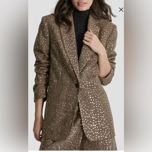 DKNY Herringbone Sequin Wool Blend Blazer Size XS